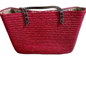 Red Straw Tote. New.